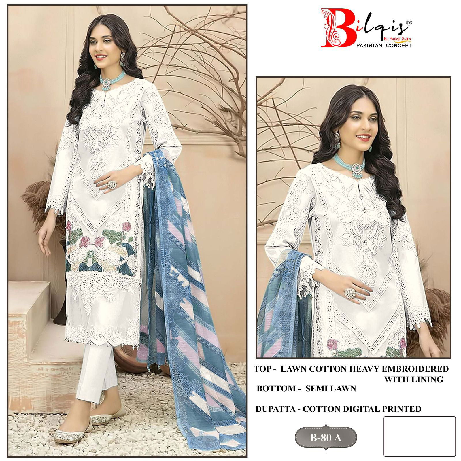 Bilqis B 80 A To D Lawn Cotton Pakistani Suits Wholesale Shop In Surat
